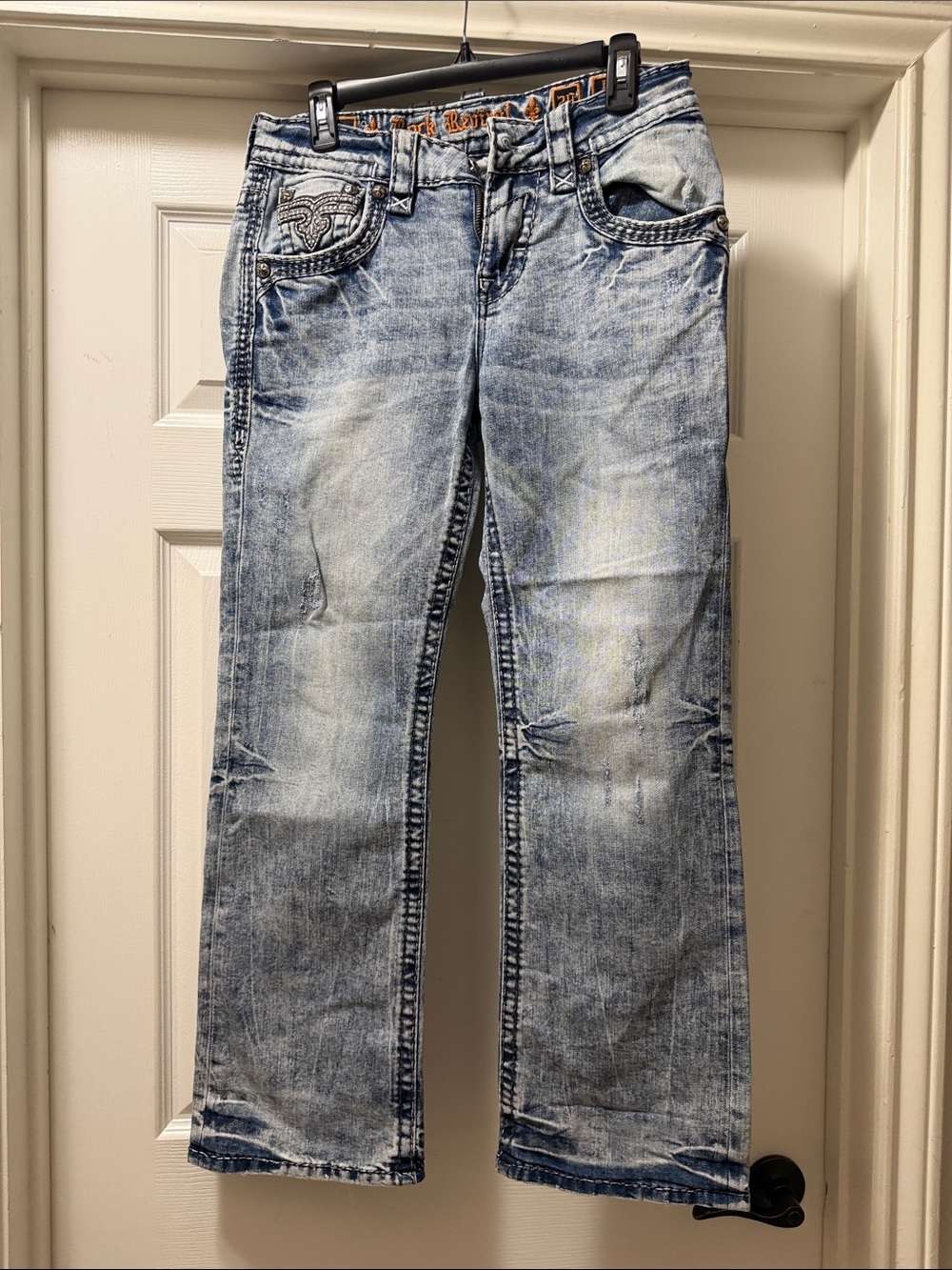 Rock Revival Men's Washed Light Blue Bootcut Jeans